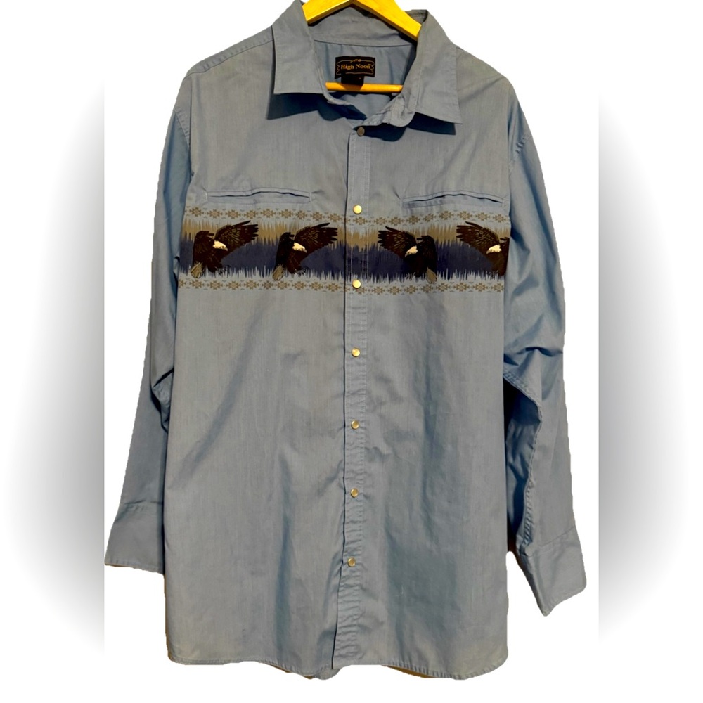Men’s High Noon Western Shirt Men’s L Eagle‎ Cowboy Pearl Snap - Picture 2 of 5